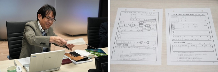 COMPANY導入まで使用していた勤怠報告書を見せてくださる加美長様